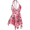 image:imageRoseSeek Womens Y2K Paisley Floral Halter Tops Summer Going Out Sleeveless Low Cut Ruffle Hem Flowy Tank TopPink