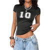image:imageRoseSeek Womens Y2K Sporty Jersey Shirts V Neck Sleeve Tight Cropped Tees Street Graphic Summer TopBlack