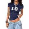 image:imageRoseSeek Womens Y2K Sporty Jersey Shirts V Neck Sleeve Tight Cropped Tees Street Graphic Summer TopDeep Blue