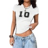image:imageRoseSeek Womens Y2K Sporty Jersey Shirts V Neck Sleeve Tight Cropped Tees Street Graphic Summer TopWhite