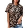 image:imageRoseSeek Womens Y2k Cheetah Print Top Leopard Print Tops Short Sleeve Loose Basic Animal Print Summer T ShirtBrown