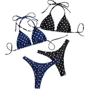image:imageRoseSeek 2 Pack Leopard Print Bikini Sets Halter Triangle Top Brazilian Bottom Animal Print Swimwear BundleBlue and Black