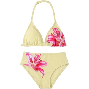 image:imageRoseSeek Girls 2 Piece Graphic Starfish Bathing Suit Halter Triangle Swimsuit Cute Beachwear Bikini SetsFloral Yellow