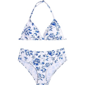 image:imageRoseSeek Girls 2 Piece Graphic Starfish Bathing Suit Halter Triangle Swimsuit Cute Beachwear Bikini SetsLight Blue and White