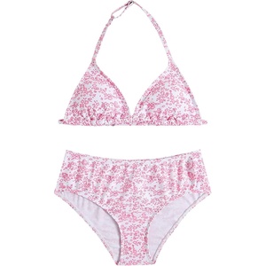 image:imageRoseSeek Girls 2 Piece Graphic Starfish Bathing Suit Halter Triangle Swimsuit Cute Beachwear Bikini SetsPink Floral