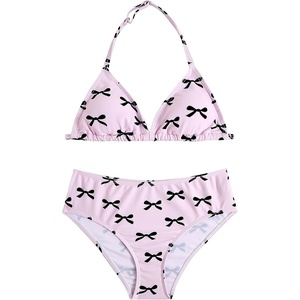 image:imageRoseSeek Girls 2 Piece Graphic Starfish Bathing Suit Halter Triangle Swimsuit Cute Beachwear Bikini SetsPink and Black