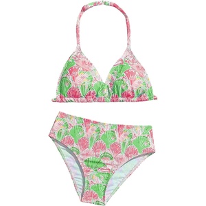 image:imageRoseSeek Girls 2 Piece Graphic Starfish Bathing Suit Halter Triangle Swimsuit Cute Beachwear Bikini SetsPink and Green