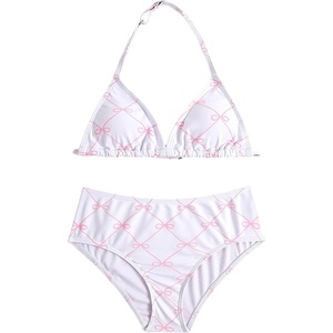 image:imageRoseSeek Girls 2 Piece Graphic Starfish Bathing Suit Halter Triangle Swimsuit Cute Beachwear Bikini SetsPlaid Pink
