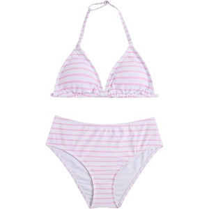 image:imageRoseSeek Girls 2 Piece Graphic Starfish Bathing Suit Halter Triangle Swimsuit Cute Beachwear Bikini SetsStripes Pink