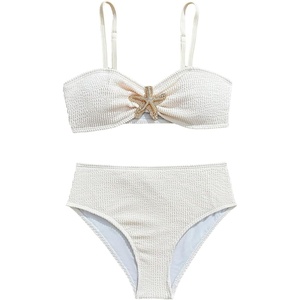 image:imageRoseSeek Girls 2 Piece Padded Bathing Suit Wireless Starfish Swimsuit Spaghetti Strap Vacation Beachwear SetApricot