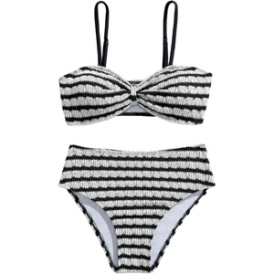 image:imageRoseSeek Girls 2 Piece Padded Bathing Suit Wireless Starfish Swimsuit Spaghetti Strap Vacation Beachwear SetBlack and White