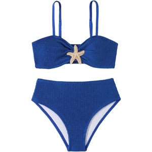 image:imageRoseSeek Girls 2 Piece Padded Bathing Suit Wireless Starfish Swimsuit Spaghetti Strap Vacation Beachwear SetBlue
