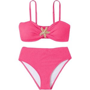 image:imageRoseSeek Girls 2 Piece Padded Bathing Suit Wireless Starfish Swimsuit Spaghetti Strap Vacation Beachwear SetBright Pink