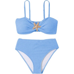 image:imageRoseSeek Girls 2 Piece Padded Bathing Suit Wireless Starfish Swimsuit Spaghetti Strap Vacation Beachwear SetDusty Blue