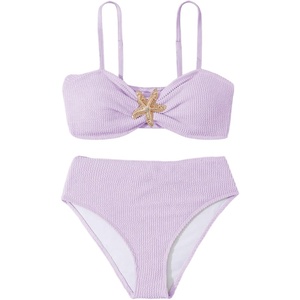 image:imageRoseSeek Girls 2 Piece Padded Bathing Suit Wireless Starfish Swimsuit Spaghetti Strap Vacation Beachwear SetMauve Purple