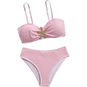 image:imageRoseSeek Girls 2 Piece Padded Bathing Suit Wireless Starfish Swimsuit Spaghetti Strap Vacation Beachwear SetPink