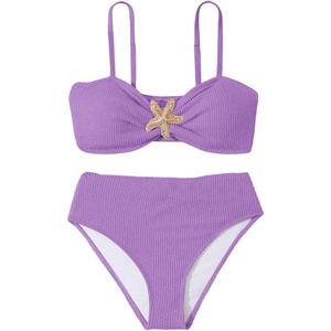 image:imageRoseSeek Girls 2 Piece Padded Bathing Suit Wireless Starfish Swimsuit Spaghetti Strap Vacation Beachwear SetPurple