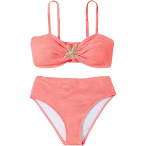 image:imageRoseSeek Girls 2 Piece Padded Bathing Suit Wireless Starfish Swimsuit Spaghetti Strap Vacation Beachwear SetWatermelon Pink