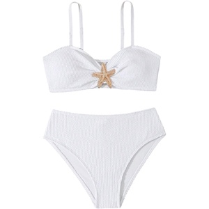 image:imageRoseSeek Girls 2 Piece Padded Bathing Suit Wireless Starfish Swimsuit Spaghetti Strap Vacation Beachwear SetWhite