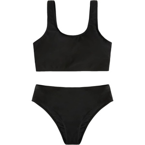 image:imageRoseSeek Girls 2 Piece Striped Bowknot Swimsuit Set Wireless Cute Bathing Suit Summer Beachwear Bikini SetsBlack