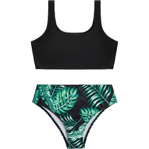 image:imageRoseSeek Girls 2 Piece Striped Bowknot Swimsuit Set Wireless Cute Bathing Suit Summer Beachwear Bikini SetsBlack and Green