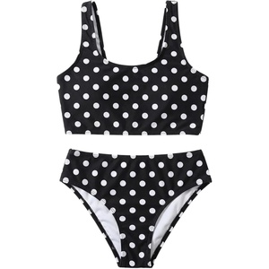 image:imageRoseSeek Girls 2 Piece Striped Bowknot Swimsuit Set Wireless Cute Bathing Suit Summer Beachwear Bikini SetsBlack and White