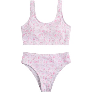image:imageRoseSeek Girls 2 Piece Striped Bowknot Swimsuit Set Wireless Cute Bathing Suit Summer Beachwear Bikini SetsBright Pink
