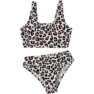 image:imageRoseSeek Girls 2 Piece Striped Bowknot Swimsuit Set Wireless Cute Bathing Suit Summer Beachwear Bikini SetsBrown Cheetah