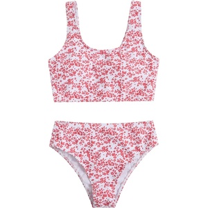 image:imageRoseSeek Girls 2 Piece Striped Bowknot Swimsuit Set Wireless Cute Bathing Suit Summer Beachwear Bikini SetsFloral Red