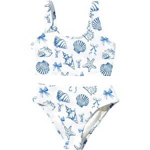 image:imageRoseSeek Girls 2 Piece Striped Bowknot Swimsuit Set Wireless Cute Bathing Suit Summer Beachwear Bikini SetsLight Blue and White