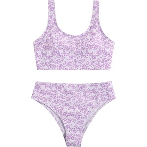 image:imageRoseSeek Girls 2 Piece Striped Bowknot Swimsuit Set Wireless Cute Bathing Suit Summer Beachwear Bikini SetsMauve Purple
