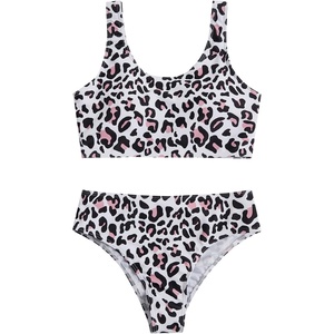image:imageRoseSeek Girls 2 Piece Striped Bowknot Swimsuit Set Wireless Cute Bathing Suit Summer Beachwear Bikini SetsMulticolor Cheetah
