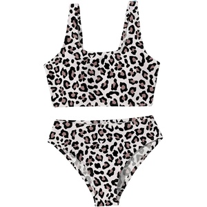 image:imageRoseSeek Girls 2 Piece Striped Bowknot Swimsuit Set Wireless Cute Bathing Suit Summer Beachwear Bikini SetsMulticolor Leopard