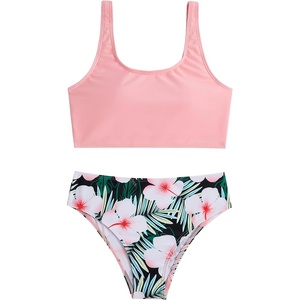 image:imageRoseSeek Girls 2 Piece Striped Bowknot Swimsuit Set Wireless Cute Bathing Suit Summer Beachwear Bikini SetsPink and Green
