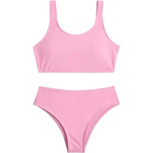 image:imageRoseSeek Girls 2 Piece Striped Bowknot Swimsuit Set Wireless Cute Bathing Suit Summer Beachwear Bikini SetsPure Pink
