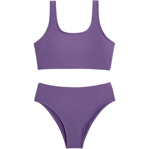image:imageRoseSeek Girls 2 Piece Striped Bowknot Swimsuit Set Wireless Cute Bathing Suit Summer Beachwear Bikini SetsPurple