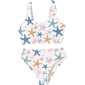 image:imageRoseSeek Girls 2 Piece Striped Bowknot Swimsuit Set Wireless Cute Bathing Suit Summer Beachwear Bikini SetsStarfish White