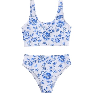 image:imageRoseSeek Girls 2 Piece Striped Bowknot Swimsuit Set Wireless Cute Bathing Suit Summer Beachwear Bikini SetsTeal Blue