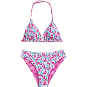 image:imageRoseSeek Girls 2 Piece Swimsuits Floral Gingham Halter Triangle Wireless Bikini Bathing SuitMulticolor