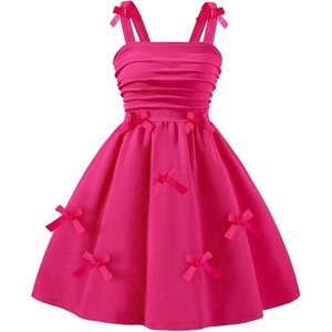 image:imageRoseSeek Girls Bowknot Ruched Cami Dress Textured Cute Party Dresses A Line DressHot Pink