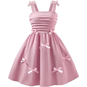 image:imageRoseSeek Girls Bowknot Ruched Cami Dress Textured Cute Party Dresses A Line DressPink