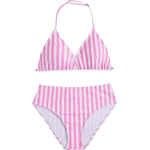 image:imageRoseSeek Girls Floral Halter Swimsuit High Waisted Triangle Boho 2 Piece Bikini Bathing Suit SwimwearWatermelon Pink