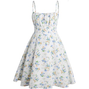 image:imageRoseSeek Girls Floral Print Summer Dress Bowknot Ruched Bust A Line Cami Dress High Waist Ruffle Hem Cute Sun DressesBlue and Orange