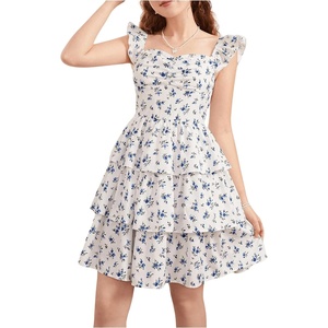 image:imageRoseSeek Girls Floral Summer Dress Ruffle Shirred High Waist Ruched Sweetheart A Line Spring DressWhite