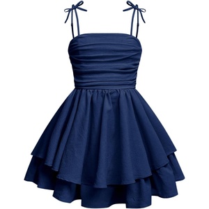 image:imageRoseSeek Girls Flowy Cami Dress Ruched Sleeveless Pink Layered Ruffle Kawaii Short Smocked Summer DressesDeep Blue