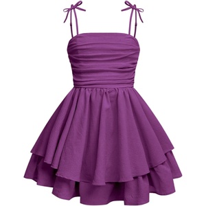 image:imageRoseSeek Girls Flowy Cami Dress Ruched Sleeveless Pink Layered Ruffle Kawaii Short Smocked Summer DressesPurple