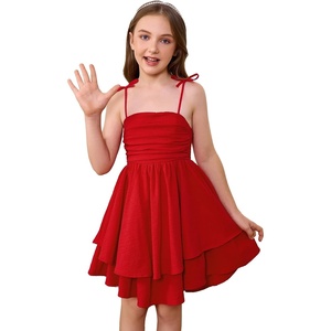 image:imageRoseSeek Girls Flowy Cami Dress Ruched Sleeveless Pink Layered Ruffle Kawaii Short Smocked Summer DressesRed