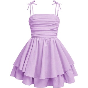 image:imageRoseSeek Girls Flowy Cami Dress Ruched Sleeveless Pink Layered Ruffle Kawaii Short Smocked Summer DressesViolet Purple