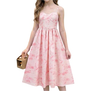image:imageRoseSeek Girls Flowy Floral Midi Dresses Smocked Cami Sundress Beach Vacation Summer DressFloral Pink