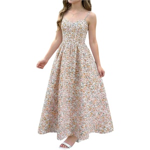 image:imageRoseSeek Girls Flowy Floral Midi Dresses Smocked Cami Sundress Beach Vacation Summer DressOrange Pink